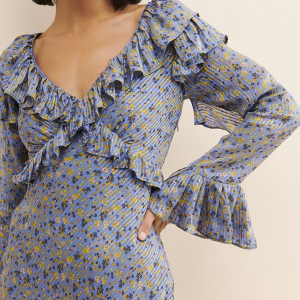 Free People (Revolve) Sweetest Thing Mini in Midnight Cowboy 8 Long Sleeve Boho